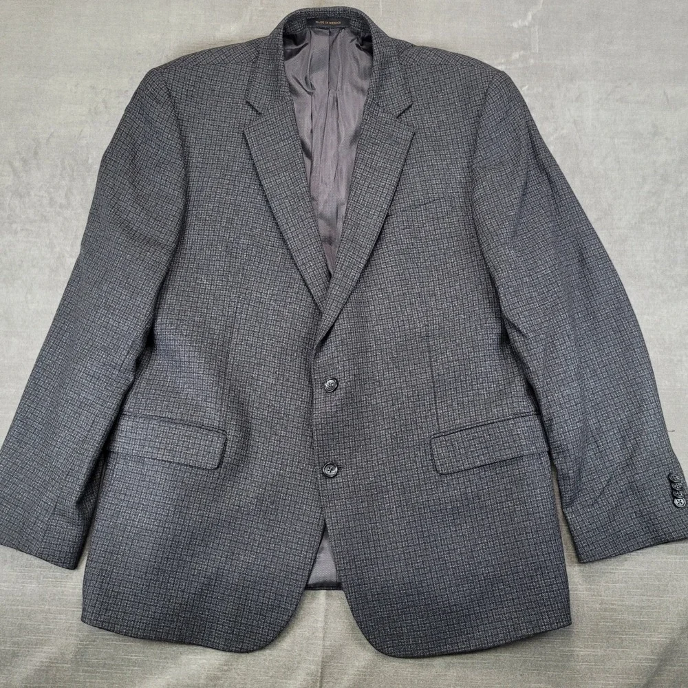 Jos A Bank Reserve Sport Coat 48L Gray Tollegno 1900‎ Italian Fabric Wool Blazer